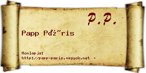 Papp Páris névjegykártya